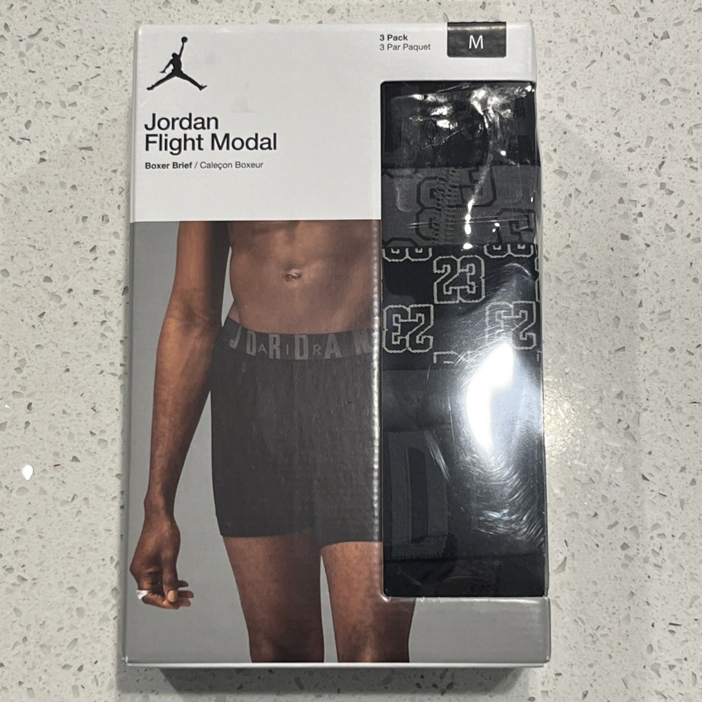 Jordan Flight Modal Boxer Brief 3 Pack Black New JM0691-023 Men's Medium